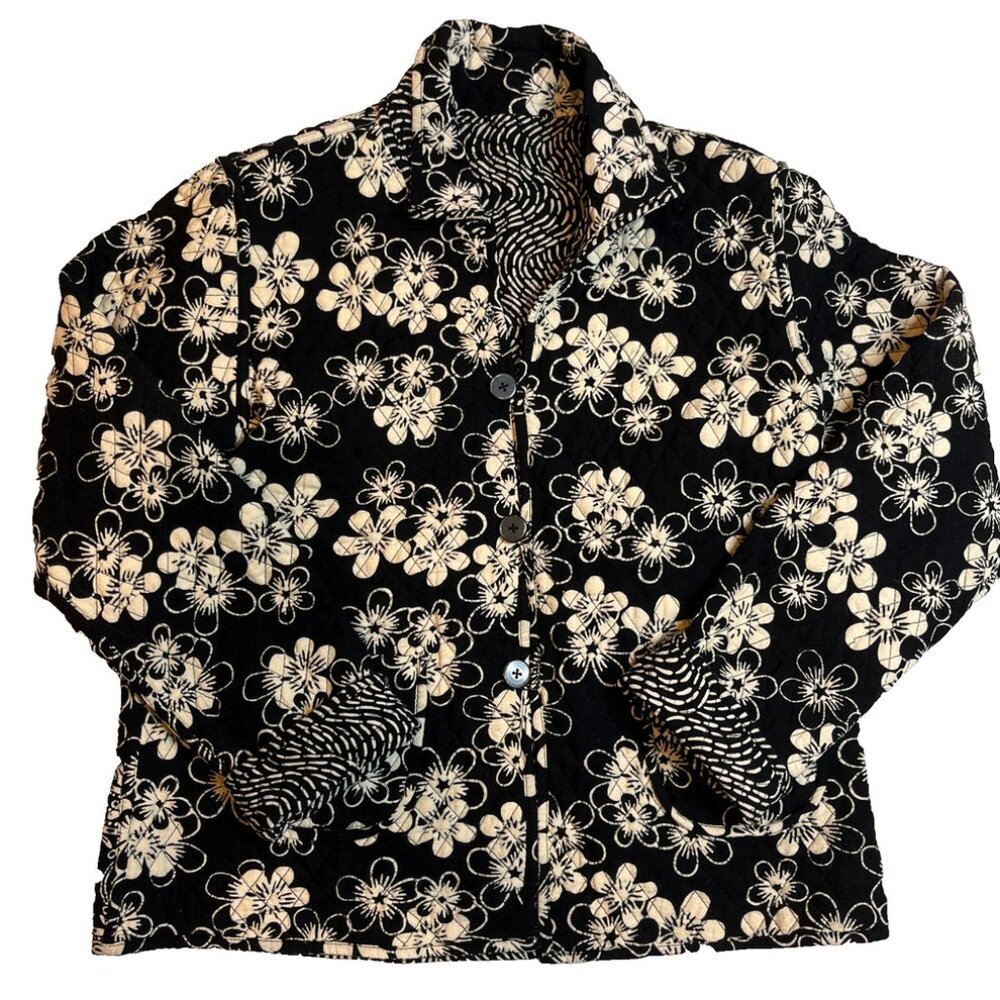Reversible Floral Quilted Jacket Patchwork Casual… - image 2
